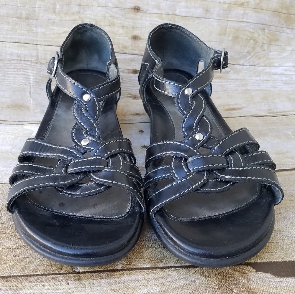 Dansko Black Leather T-strap Sandal Size 38 - Picture 2 of 6